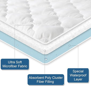 Waterproof Mattress Protector, Cloud Soft Plush Mattress Cover, Overfilled Mattress Pad, Fitted Pocket Fits Up to 18 Inch, Machine Washable Bed Cover, White Full